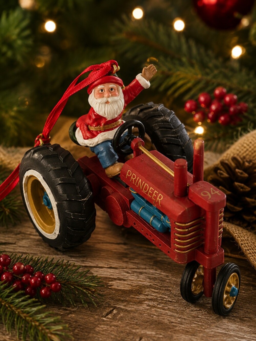 Vintage 1994 Hallmark Santa Tractor Ornament – Farmhouse Country Christmas Decor